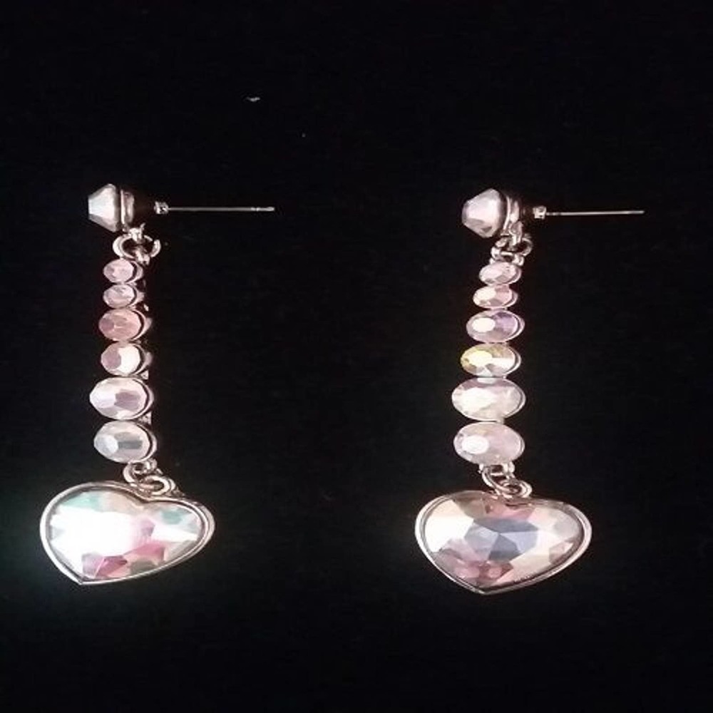 Aurora Borealis Crystal Heart Bridal Prom Earrings